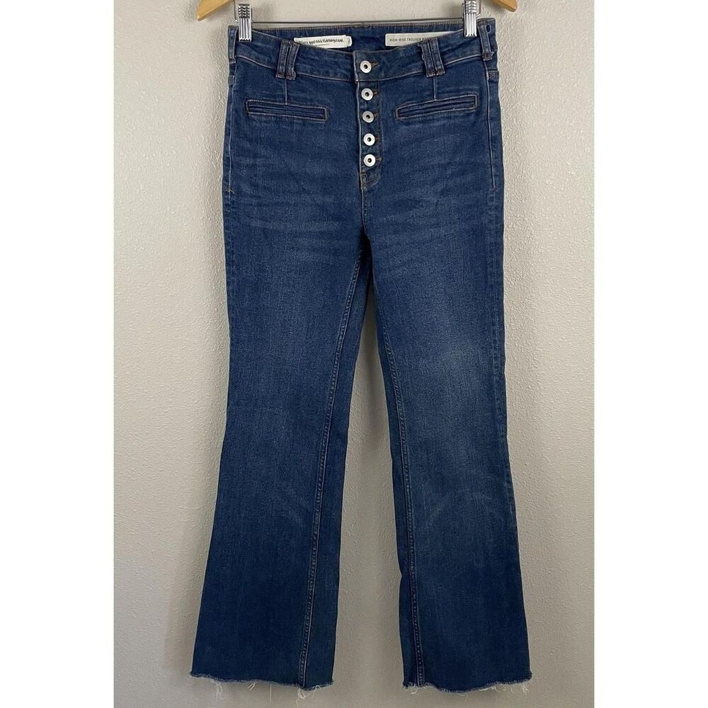 Pilcro Anthropologie Womens 28 High Rise Trouser Bootcut Jean Cut Hem See Inseam